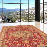 Isabelline Hand-Knotted Hereke Red Wool Rug 6'4" X 9'6"