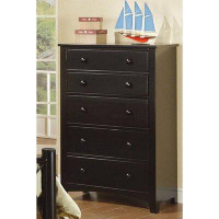 Red Barrel Studio Contemporary Black Finish 1Pc Chest Of Drawers Plywood Pine Veneer Bedroom Furniture 5 Drawers Tall Ch
