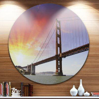 Made in Canada - Design Art 'Gold Gate Bridge and Sky' Photographic Print on Metal