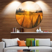 Made in Canada - Design Art 'Wheat Field at Sunset Panorama' Photographic Print on Metal
