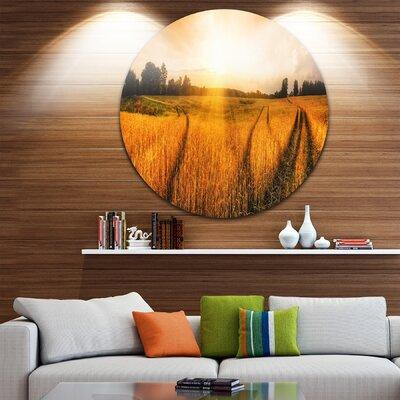 Made in Canada - Design Art 'Wheat Field at Sunset Panorama' Photographic Print on Metal in Arts & Collectibles