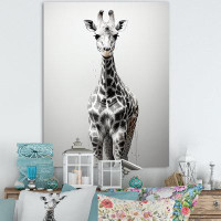 Bungalow Rose Minimalist Black And White Giraffe Stride III - Giraffe Canvas Wall Art