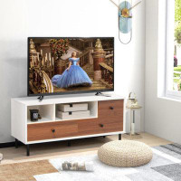 Latitude Run® Mid-Century TV Stand For 50-Inch Tvs With 2 Cubbies And 3 Drawers