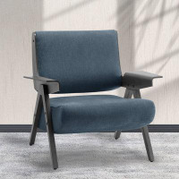 Wade Logan Bernese Mid Century Accent Armchair with Wood Frames Upholstered Removable Cushions