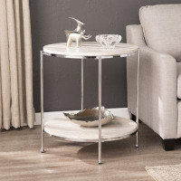 Hokku Designs 24" Chrome Manufactured Wood And Iron Rectangular End Table With Shelf