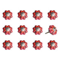 HomeRoots 1.5" X 1.5" X 1.5" Pink, Red And Green - Knobs 12-Pack