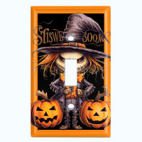 WorldAcc Metal Light Switch Plate Outlet Cover (Halloween Spooky Scare Crow Pumpkin - Single Toggle)