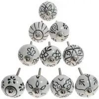 dudki Anantam Ceramic Knobs And Pulls For Dresser Drawers Grey And White, 10 Pcs…