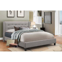 Red Barrel Studio Bed Upholstered Linen Grey Colour With Headboard And Wood Legs - 78'' King
