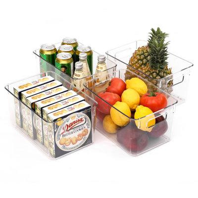 Prep & Savour Pack Of 4 Clear Storage Containers Stackable Refrigerator Organizer Bins With Handles Fresh Keeper For Fri in Refrigerators