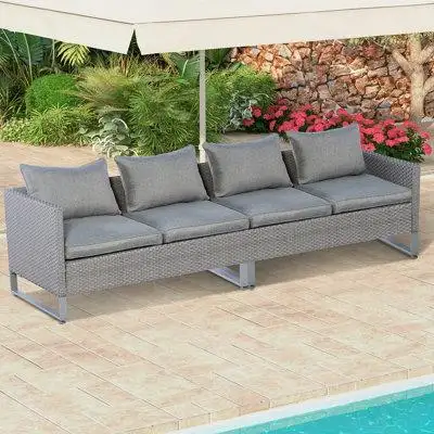 Winston Porter Winston Porter 2pcs Patio Conversation Set Sectional Sofa Furniture Cushioned Seat Garden Beige