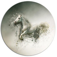 Design Art 'Smart White Horse Running' Graphic Art Print on Metal