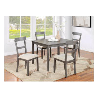 Red Barrel Studio Classic Stylish Grey Natural Finish 5Pc Dining Set Kitchen Dinette Wooden Top Table And Chairs Cushion