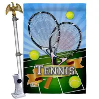 Breeze Decor Tennis - Impressions Decorative Aluminum Pole & Bracket House Flag Set HS109002-BO-02