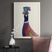 August Grove Pheasant In Blue Hat-Premium Framed Canvas - Ready To Hang