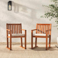 Red Barrel Studio Contemporary 2-Piece Solid Wood Slat-Back Patio Dining Chairs