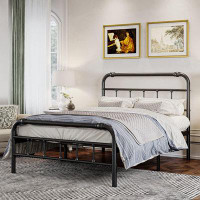 Williston Forge Reinforced 14-Inch High Alloy Steel Tube Iron Bed Frame, Easy to Install Anti-rocking Heavy Duty