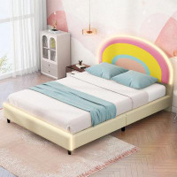 Isabelle & Max™ Twin Size Platform Bed with Rainbow Shaped and Height-adjustbale Headboard