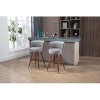 Mercer41 Set of 2 Counter Height Bar Stools: Solid Wood Legs and 360-Degree Fixed Height Swivel