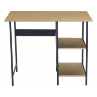 Latitude Run® Stylish Brass and Black Open Concept Desk