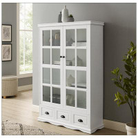 Alcott Hill Cevyn Storage Cabinet with Tempered Glass Doors Curio Cabinet with Adjustable Shelf Display Cabinet
