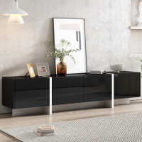Latitude Run® Contemporary Rectangle Design Tv Stand, Unique Style Tv Console Table, Modern Tv Cabinet