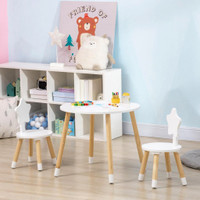 WOODEN KIDS TABLE AND CHAIR SET FOR ARTS &amp; CRAFTS, SNACK TIME, HOMEWORK, 3 PIECE CUTE KIDDY ACTIVITY TABLE AND 2 CHA