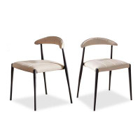 WONERD 28.94" Beige White Solid back side Chair(Set of 2)