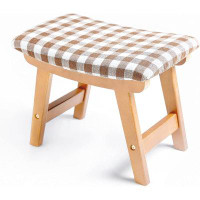 Gracie Oaks Foot Stool,Square Cushion Foot Stool,Small Foot Stool With Non-Slip Pad,Wood Foot Stool Suitable For Bedroom