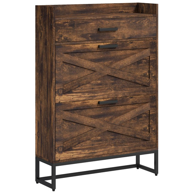 Shoe Cabinet 31.5" W x 9.4" D x 45.3" H Rustic Brown in Storage & Organization - Image 2