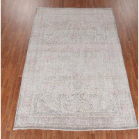 Isabelline Distressed Floral Tabriz Persian Design Area Rug Hand-Knotted 7X10