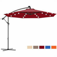 Arlmont & Co. 10"  Patio Hanging Solar LED Umbrella Sun Shade With Cross Base