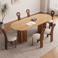 Lawrence Frames Modern Simple Solid Wood Oval In Log Color Dining Table Sets