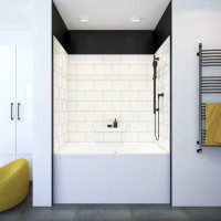 High Gloss Acrylic Bathtub 3 Wall System - 60 x 32  ( Trendy Tile Pattern ) Delivery included to most Canadian Cities