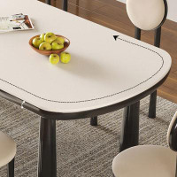 Fit and Touch 4 - Person White Oval Sintered Stone tabletop Dining Table Set