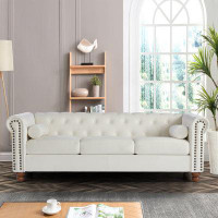 House of Hampton Classic Traditional Living Room Upholstered Sofa with velvet fabric Surface