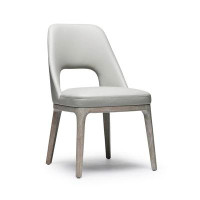 Interlude Canton Leather Upholstered Back Side Chair in Cliffside Grey/Grey