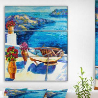 Made in Canada - East Urban Home 'Flowers of Oia Village' Oil Painting Print Multi-Piece Image on Wrapped Canvas