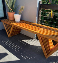 Patio Wood Bench Teak Outdoor Dining Chair Coffee Table Backyard Deck