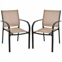 Calorful Set Of 2 Patio Stackable Dining Chairs With Armrests Garden Deck