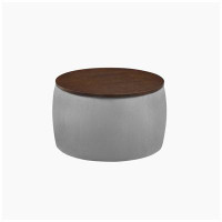 Mercer41 Round Ottoman Set With Storage, 2 In 1 Combination, Round Coffee Table, Square Foot Rest Footstool For Living R