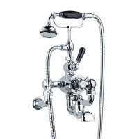 Lefroy Brooks Classic Black Double Handle Thermostatic Bath/Shower Mixer with Tub Faucet and Handshower
