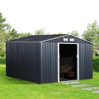 Free Fast  shipping ! 11 x 9 Metal Storage Shed Garden Tool House with Double Sliding Doors, 4 Air Vents