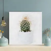 Foundry Select Green Cactus Plant In Vase - 1 Piece Square Graphic Art Print On Wrapped Canvas