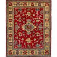 Isabelline One-of-a-Kind Lotte Hand-Knotted Uzbek Gazni Yellow 5'2" x 6'5" Wool Area Rug