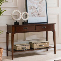 Canora Grey Canora Grey 98DD25F6DF824B06AF7D0D50AB66FC21 Stratus Two Drawer Sofa Table With Shelf, Heartwood Cherry