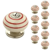Mascot Hardware Ringed 1-3/5 In. Red and Cream Cabinet Knob (Pack of 10)