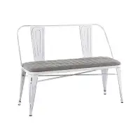 Williston Forge Joselynne Industrial Upholstered Bench In Vintage White Metal And Grey Cowboy Fabric By Lumisource