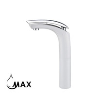 Vessel Sink Bathroom Faucet With Ultra Thin Spout 10 In White/Chrome Finish