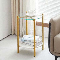 Mercer41 2-Layer End Table With Tempered Glass